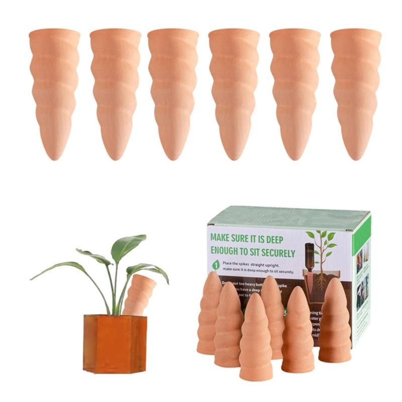 Miniature Ceramic Plant Watering Cones for Plant Self Irrigation Probes Office Greenerys Efficient Indoor Plant Care 6pc