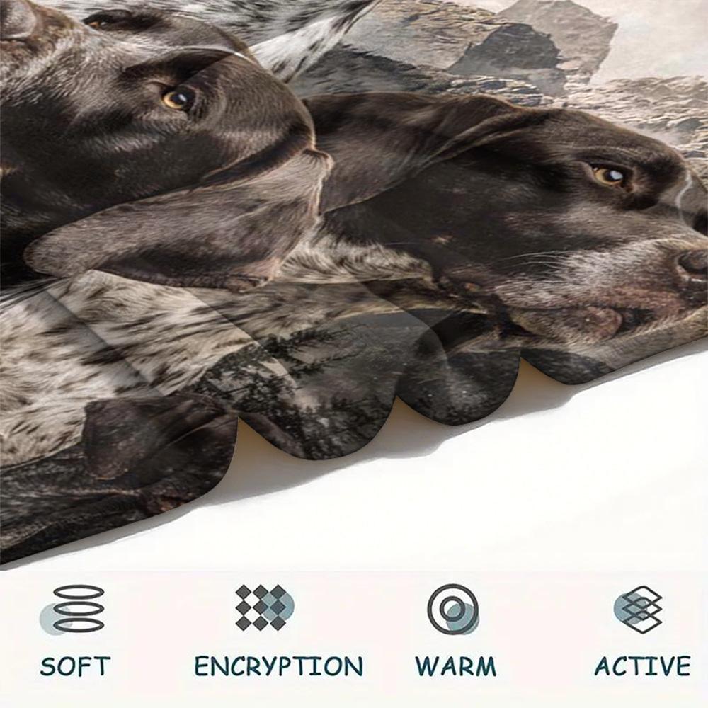 1PC Moonlit Canine Pack Print Flannel Blanket, High quality Comfortable for All Seasons, Home Decor, Warmth and Comfort