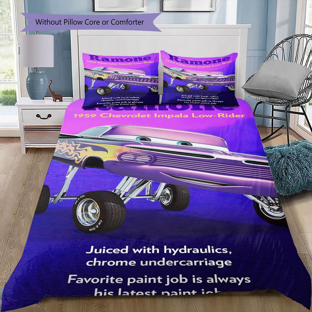 Lightning McQueen Cars 3Pcs Bedding Set for Kids, Soft Microfiber Bed Set for Boys Bedroom, Cartoon Movie Home Decor