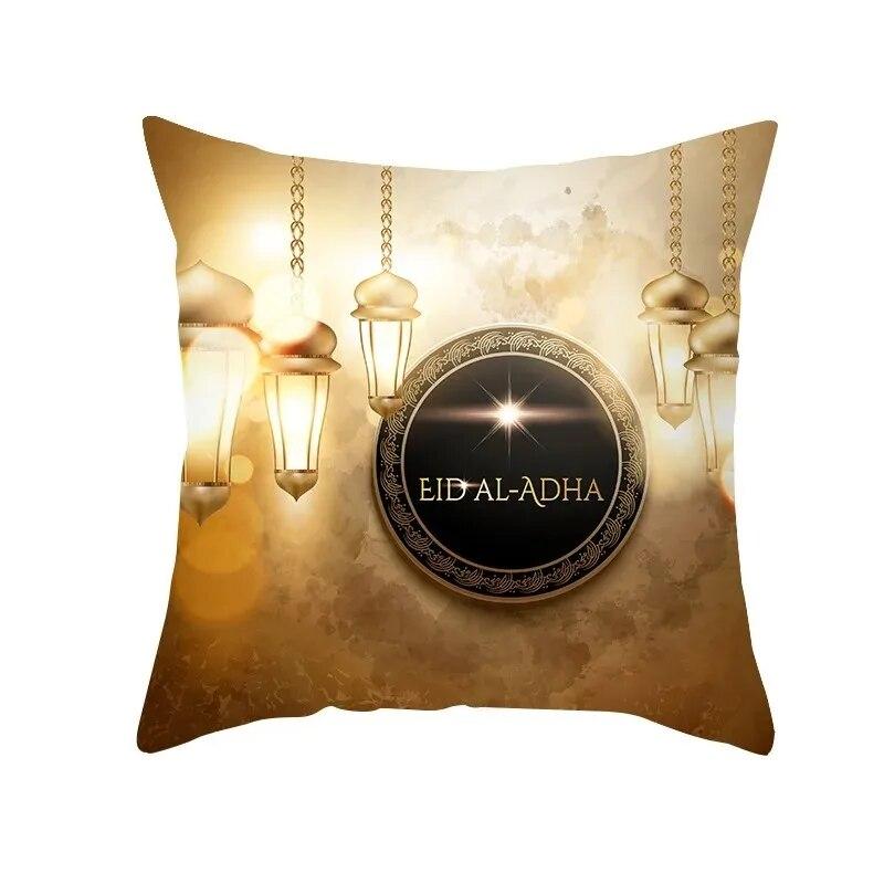 Islamic Eid Mubarak Decorative Pillowcase Home Decor Sofa Cushion Cover Ramadan Cotton Mosque Muslim Pillowcase 45X45CM