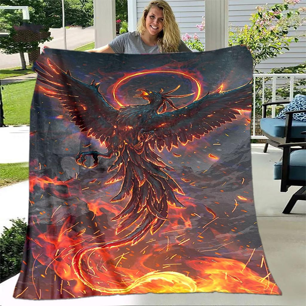 Inferno Phoenix Series digitalprinted polyester Bedroom velvet flannel cover blanket Fleece soft sofa cover blankets for beds