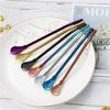 Creative 2 In 1 Colorful Stainless Steel Tea Drinking Straw And Spoon Mate Tea Strainer Reusable Straw Spoon Kitchen Bar Gadgets