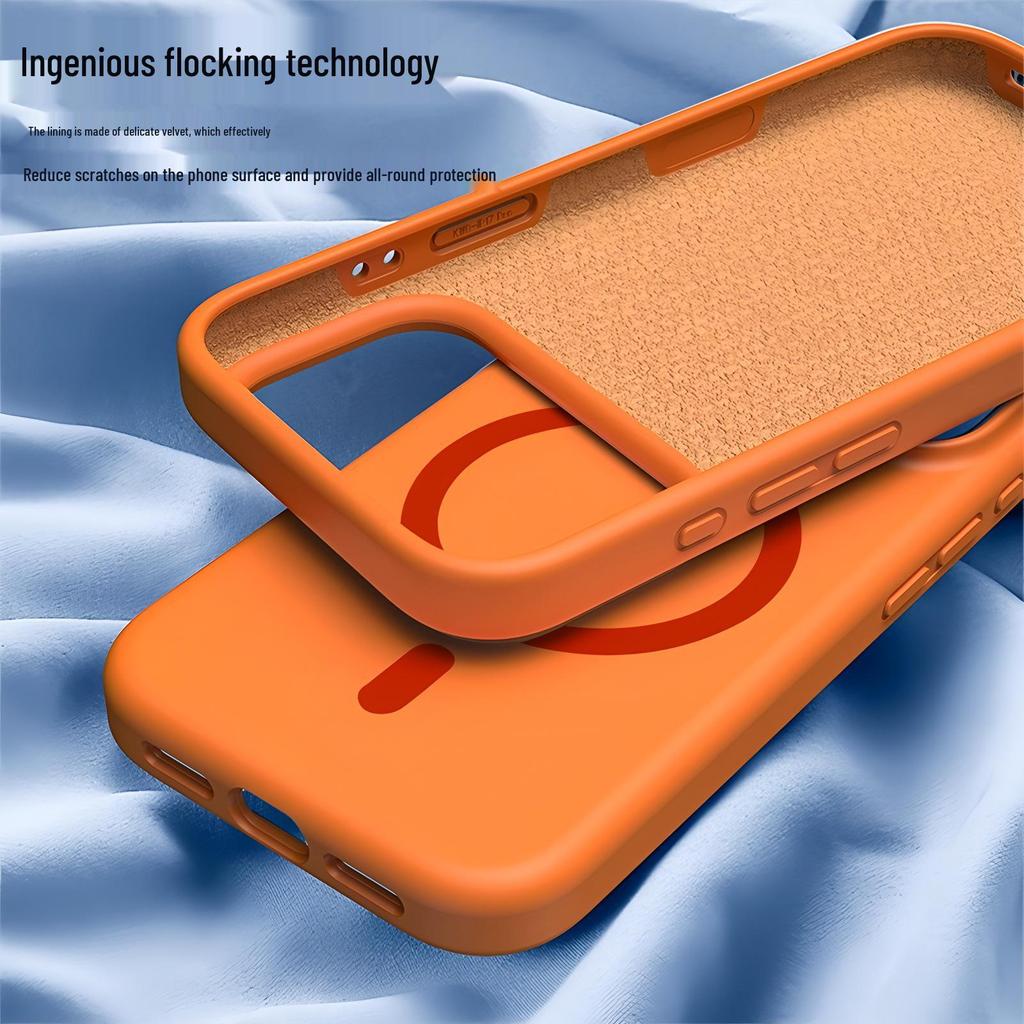 17ProMax iPhone16 Liquid Silicone Magnetic Soft Drop-Proof Phone Case
