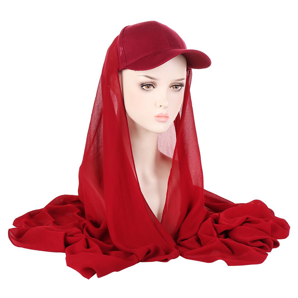 New Colors Chiffon Hijab With Base Ball Cap Summer Sports Cap With Chiffon Hijabs Ready To Wear Instant Chiffon Sport Hijabs