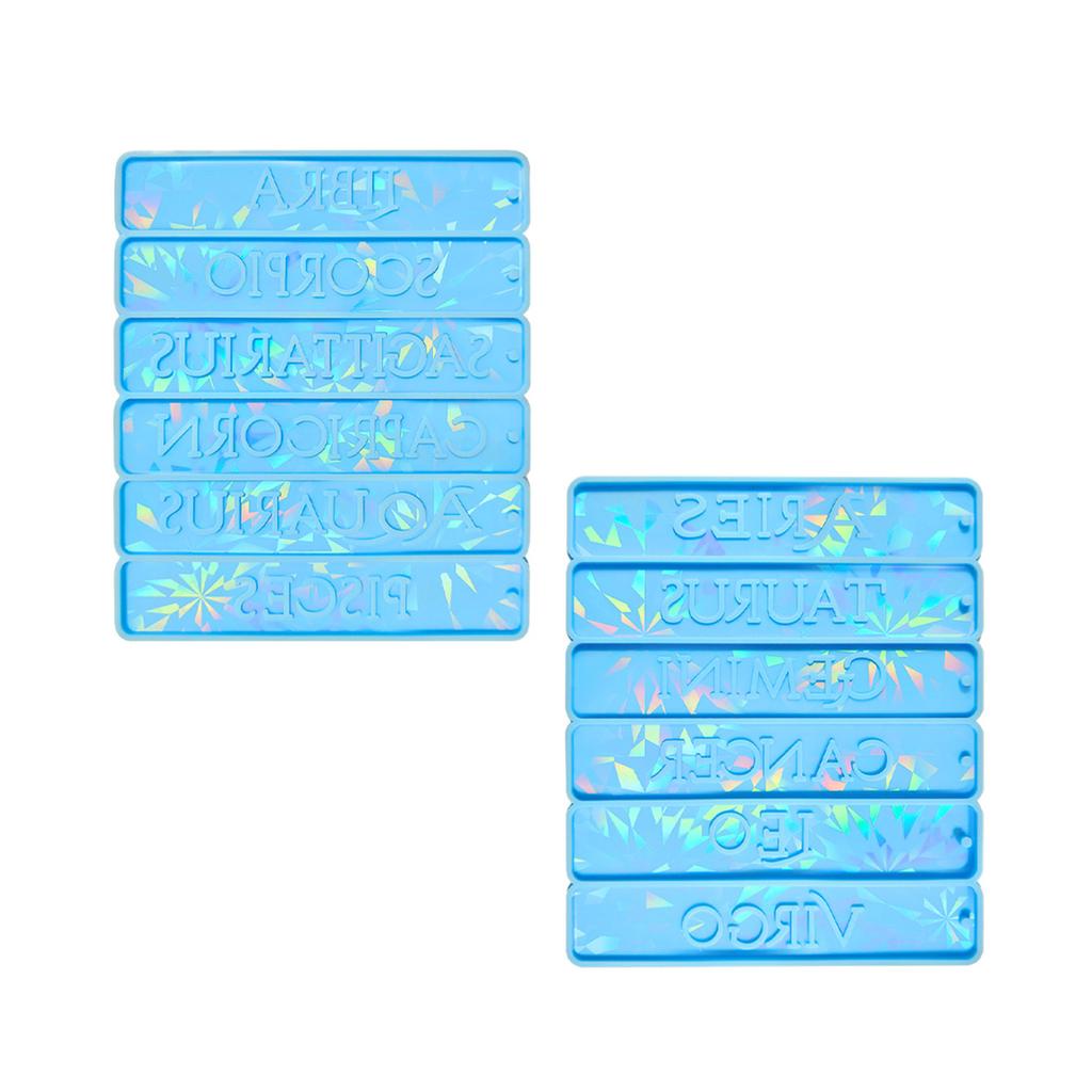 2 Stück Langlebige Silikonform DIY Holografische Lesezeichenformen 12 Sternzeichen Designs Gussform Leicht zu Reinigende Formen