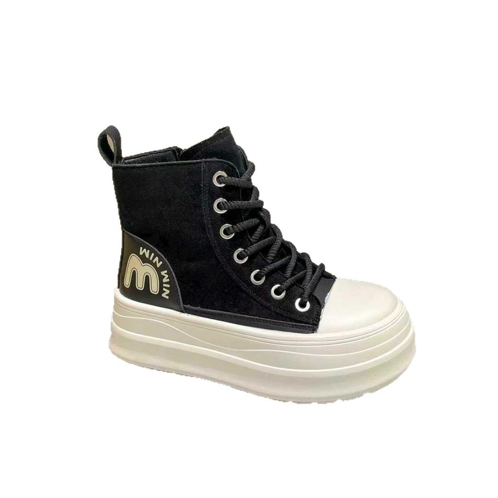 Retro Thick-soled Lace-up High-top Canvas Short Boots Women's 2025 New Fashion Versatile Casual Small Martin Boots