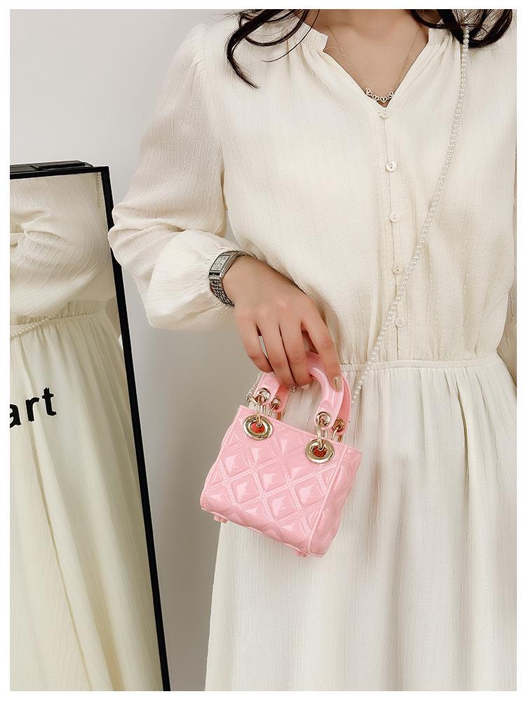 2025 Sommer Mini Diamantmønster Jelly Bag - PVC Perle Crossbody for Barn & Kvinner
