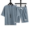 2026 3A Casual Outfit Trendy Drawstring Knee Length Casual Outfit Waffle Texture T-shirt Wide Leg Shorts Leisure Outfit Daily Garment
