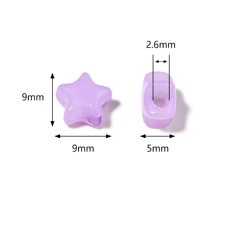 100pcs/Lot 9mm Acrylic Beads Jelly Colored Five Point Star Large Hole Loose Beads For DIY Handmade Jewelry Bracelet Necklace