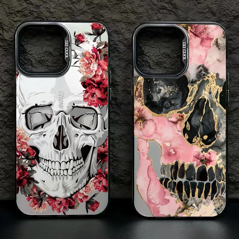 Luxury Skull Floral Cartoon Phone Case For iPhone 16 15 14 13 PRO MAX 11 12 13 PRO X XS XR 7 8 Plus Protective Shell Y2k Cover