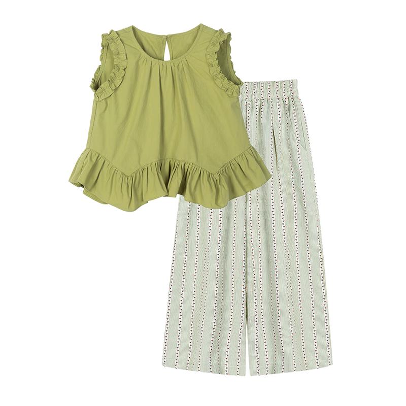 FULUOMI Girls  Summer Pastoral Two-Piece Set 110