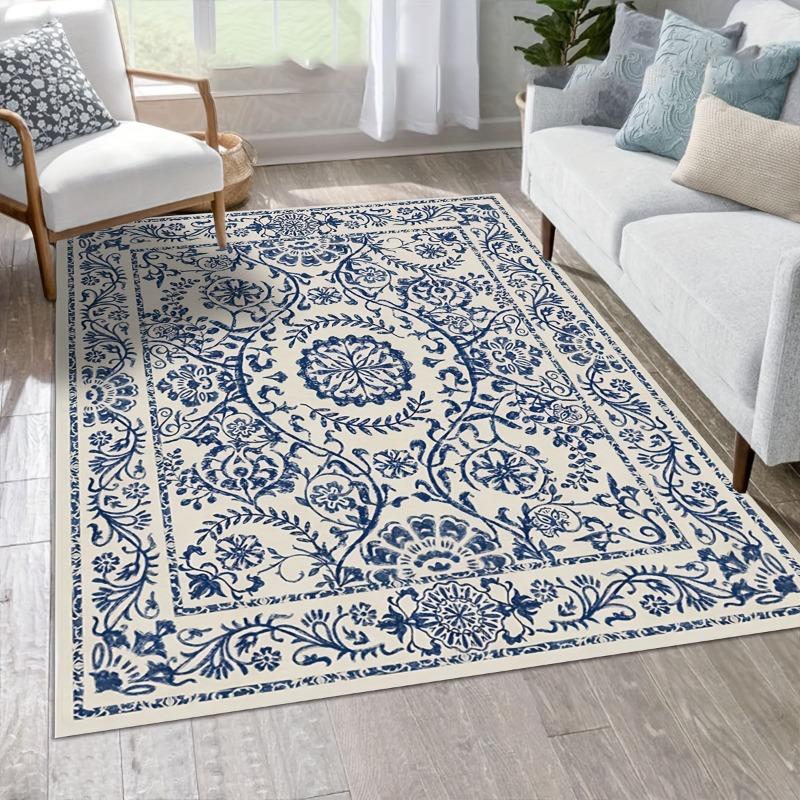 1 pieza Estilo Decoración Retro Americano, Alfombra para Sala de Estar, Felpudo, Alfombra para Dormitorio, Alfombras de Exterior, Antideslizante, Fácil de Limpiar, Lavable a Máquina