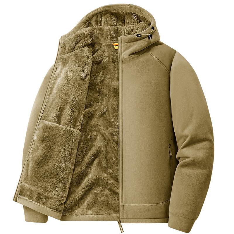 Winter fleece clothes men's and women's autumn and winter new hooded cardigan jacket thickened fleece thermal jacket hooded