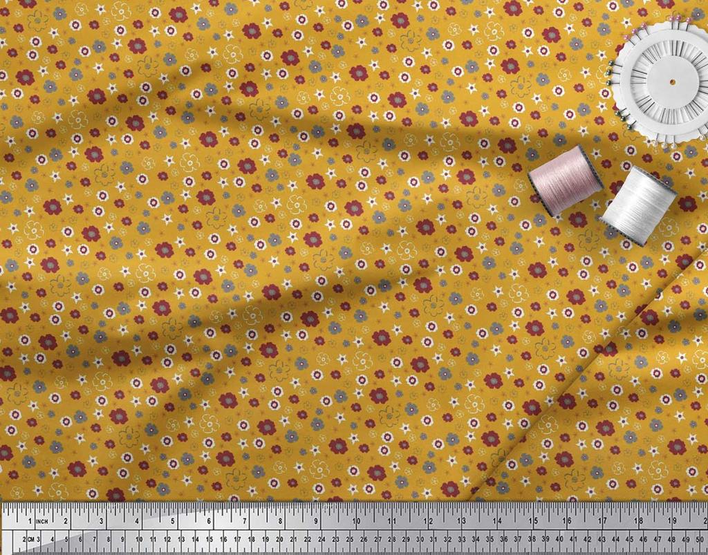 Soimoi Purple Japan Crepe Satin Fabric Flower Artistic Decor Fabric Printed Metre 42 Inch