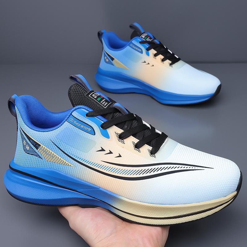 

Men Sports Running Shoes 2025 Casual Carbon Plate Marathon Breathable Lightweight Women s Comfortable Athletic Nonskid Sneakers 45 синій