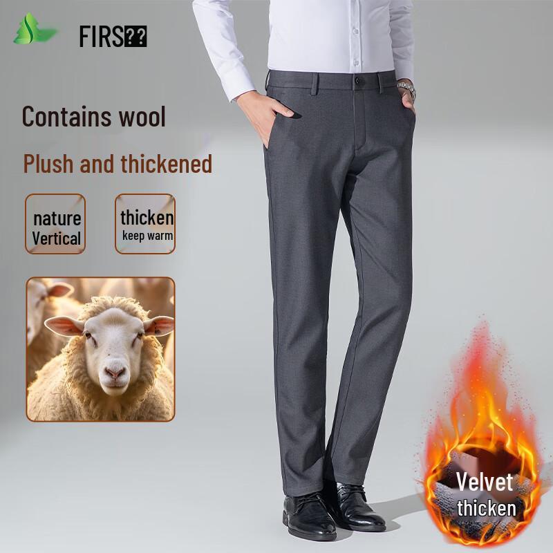 

FIRS Men s Winter Wool Blend Straight-Leg Business Casual Pants 38