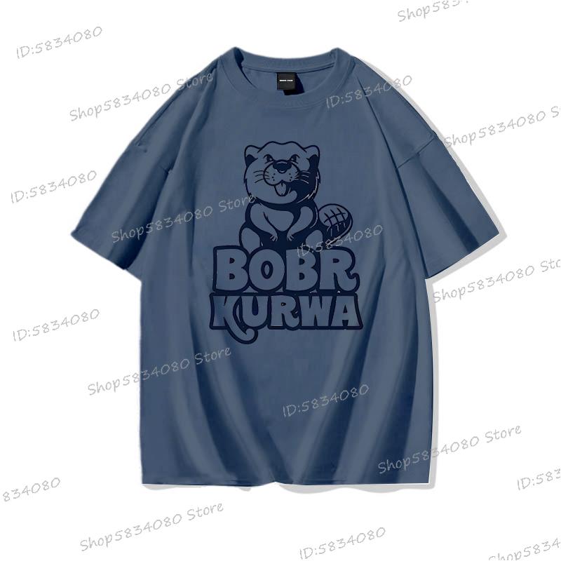 Bobr Kurwa Cotton Short Sleeve Tshirt Women Unisex Clothes Funny Kurwa Bober Cartoon Tee Shirt Harajuku Y2k High Quality Loose Tee