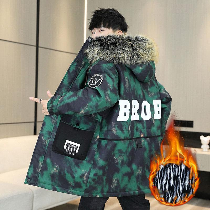 

Autumn Winter Thicken Warm Jacket Men Hooded Parkas Coat Fleece Trendy Streetwear Wool Jacket XS