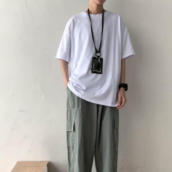 Top Casual Unisex de Vară Culoare Solidă Gât Rotund Mânecă Scurtă Mărimi Mari Cămașă de Bază
