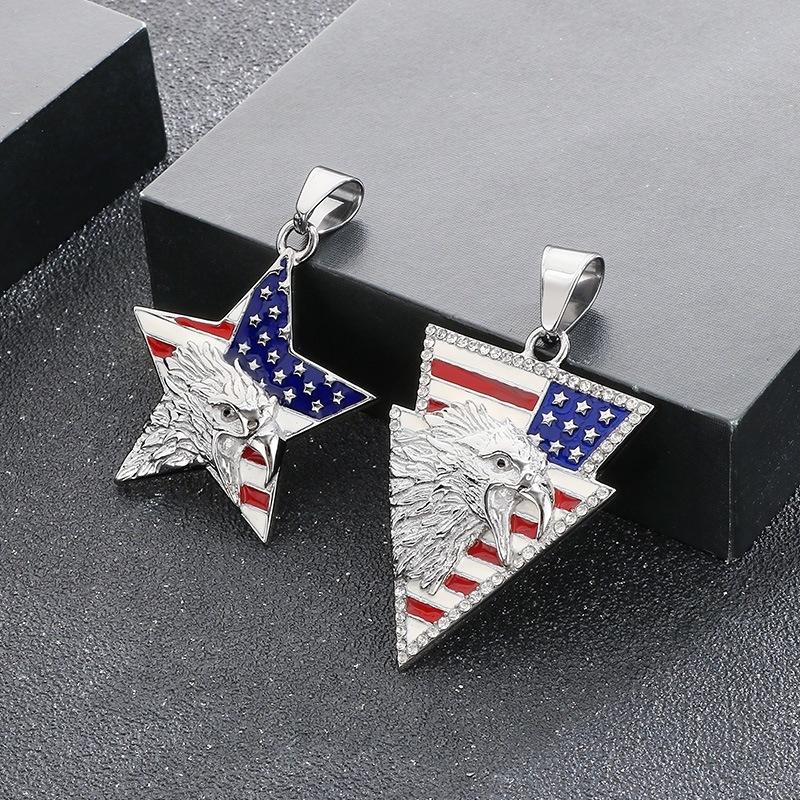 Trendy Brand Triangle Pendant Men's Hip-hop Oil Dripping Five-pointed Star Eagle Men's Pendant
