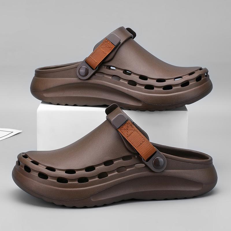 

Летние мужские шлепанцы Водонепроницаемые уличные клоги Плоские сандалии Пляжные шлепанцы Мягкие шлепанцы-вьетнамки Платформа Удобная повседневная обувь 40-45 40-41 кофейный