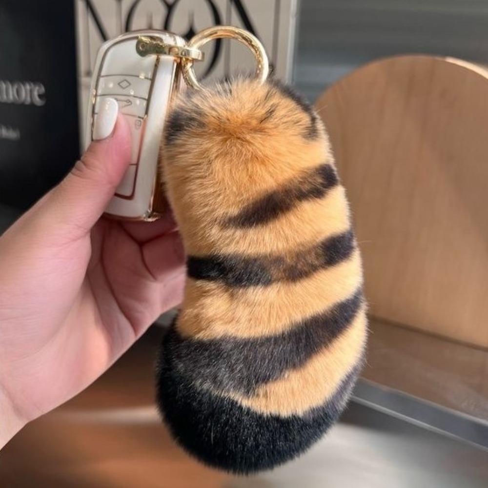 Flauschige Puppe Tigerpfote Fell Schlüsselanhänger Stofftier Plüsch Katzenpfote Anhänger Damen/Mädchen