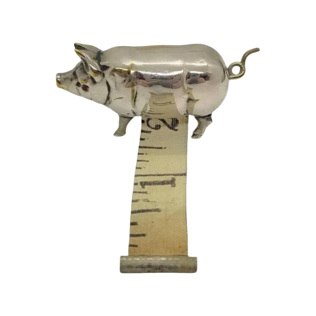 Vintage Metal Pig Measuring Tape, A Collectible Measuring Tool And Gift.