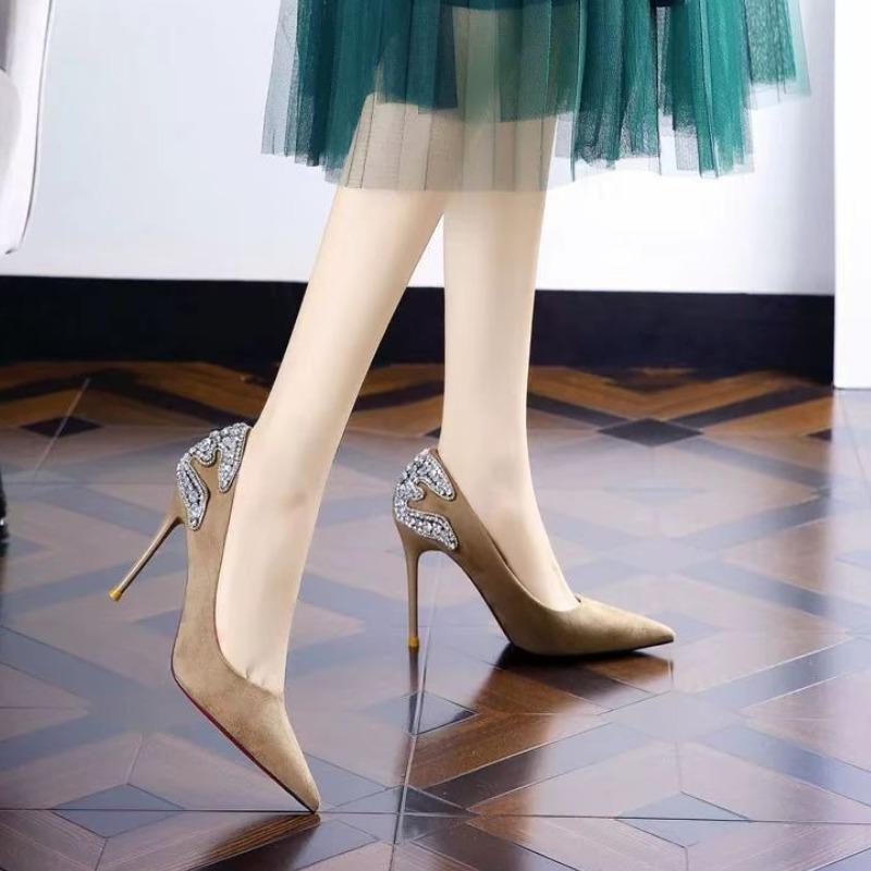 2025 New Diamond-Style Female High Heels Pointy Shallow Mouth Sexy and Fashionable Thin Heels Single Shoes Women