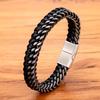 Luxury Vintage Handmade Leather Braid Men Bracelet Stainless Steel Buckle Business Men's Bangles for Friend Partner Lovers