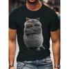 European Sizes Men'S Funny Graphic T-Shirt - Black Cat with Angry Eyes Design - Lightweight Summer Tee- Casual Round Neck Shirt for Cat Lovers