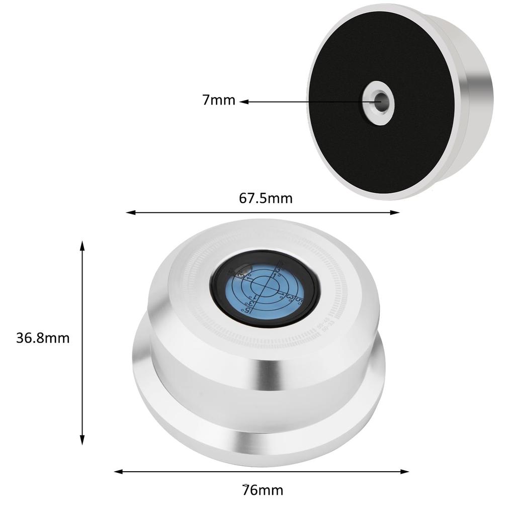Monosaudio Record 50Hz Rotation Vibration Reduction Vibration LP Record LP Disc 320G Aluminum with Base Bubble for Vinyl Record Players Stabilizer,