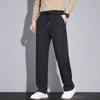 2025 Soild Color Men Thick Pants Winter Men Warm Straight Leg Pants Male Mid Waist Long Trousers Man Casual Wear Fleece Pants