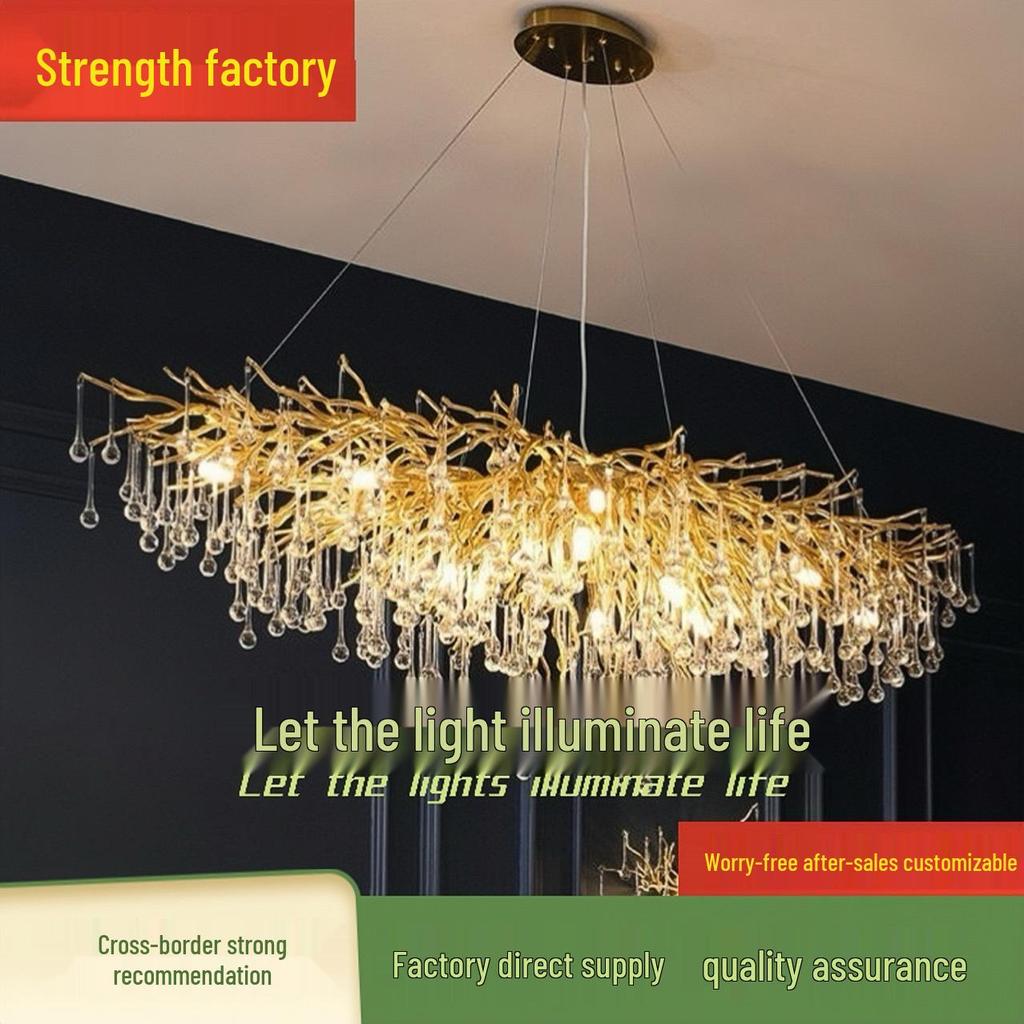 French Luxe Crystal Water Drop Chandelier - Living Room & Dining