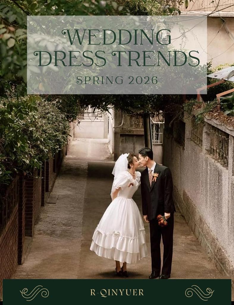 White Wedding Perfect for and Empire Puff Elegant Formal Dress R-QINYUER Women's Dress, Weddings, Bridal, Parties, Knee-Length, Line, Sleeves, (Size
