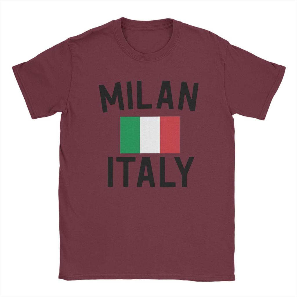 Unisex T Shirt Milan Italy Flag T Shirts Fashion Beach Tee Shirt Awesome Cotton Tops Gift