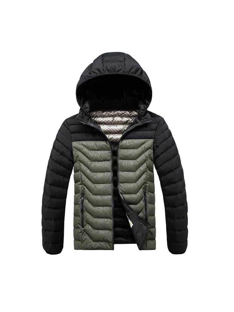 Light Cotton Jacket Men's Models Winter Crash Colour Full Print Removable Cap Thickened Hooded Comfortable and Versatile Jacket Men