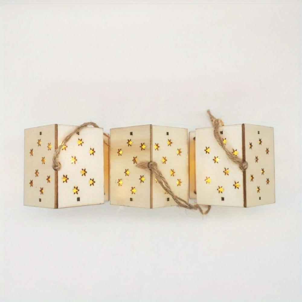 1PC Christmas Wooden Crafts Wooden Christmas Small House Cabin Lighting Ornaments Pendant Christmas Tree Decoration