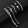 5Pcs Vintage Elegant Heart Butterfly Bracelets For Women Silver Color Rose Infinity Crystal Bracelets Sets Fashion Jewelry Gift