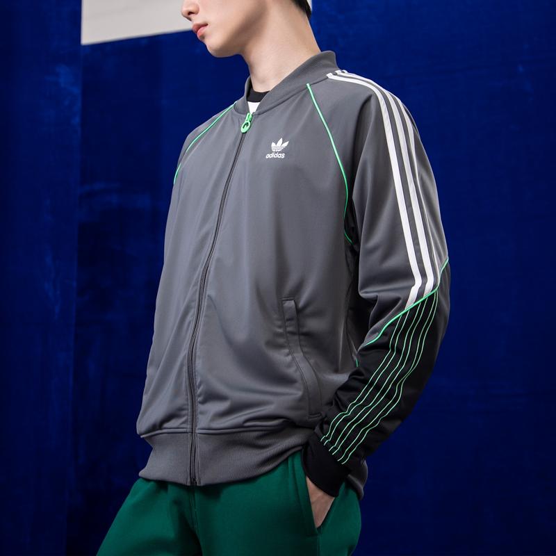 Adidas Originals Long Sleeve Sports Jacket Men Jackets Gray HI3002