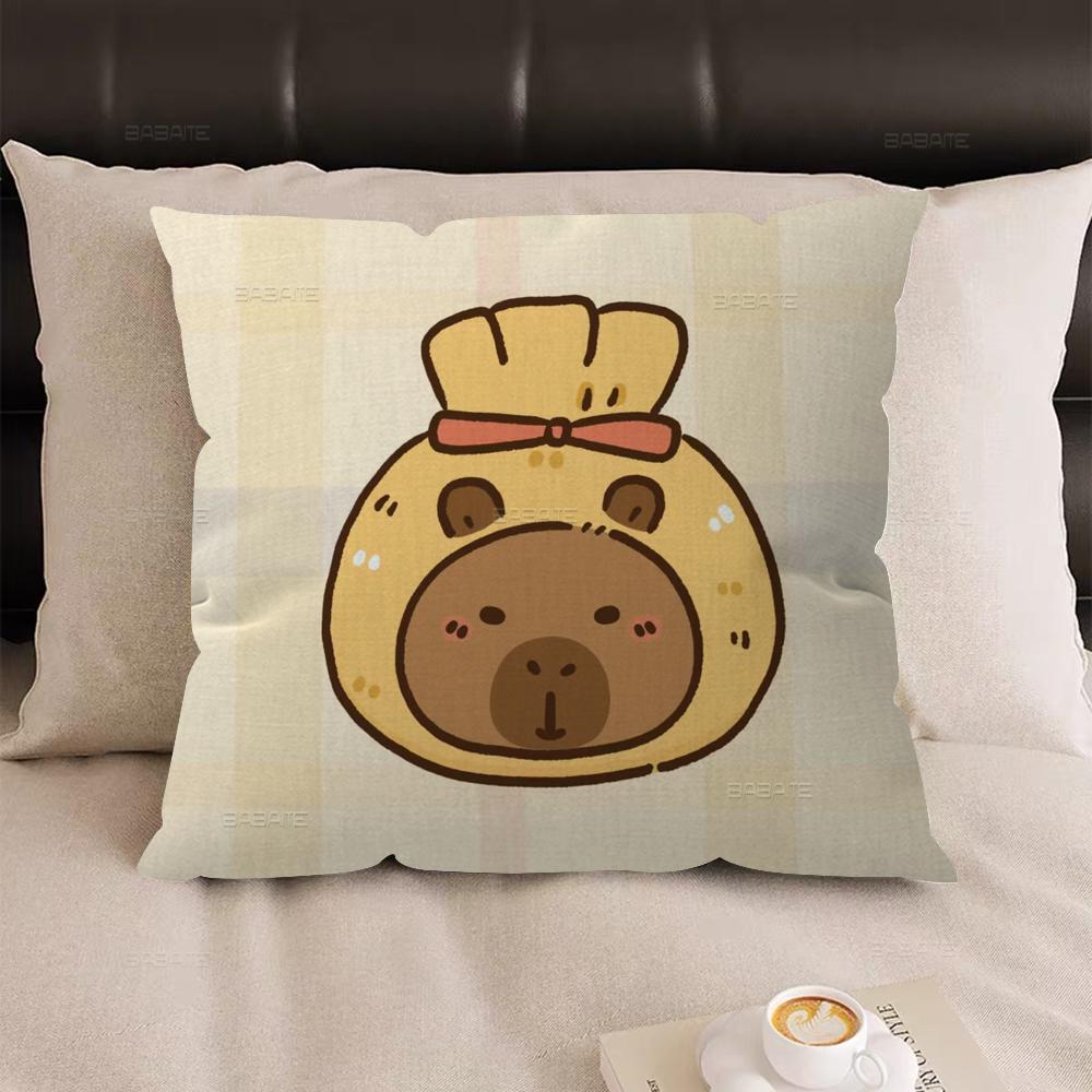 Cute Cartoon Capybara Office Cushion Pillowcase Car Cushion Cover45X45CM Lumbar Pillowcase Sofa Pillowcover