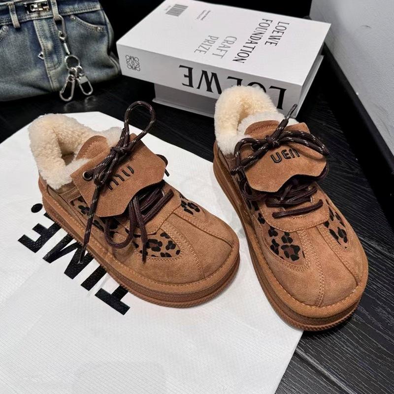 

Женские зимние теплые меховые ботинки большого размера на мягкой подошве, утепленные подкладкой, ботильоны до щиколотки, нескользящие, для пеших прогулок, повседневные, спортивные, хлопковые ботинки 35 цветной печати леопарда