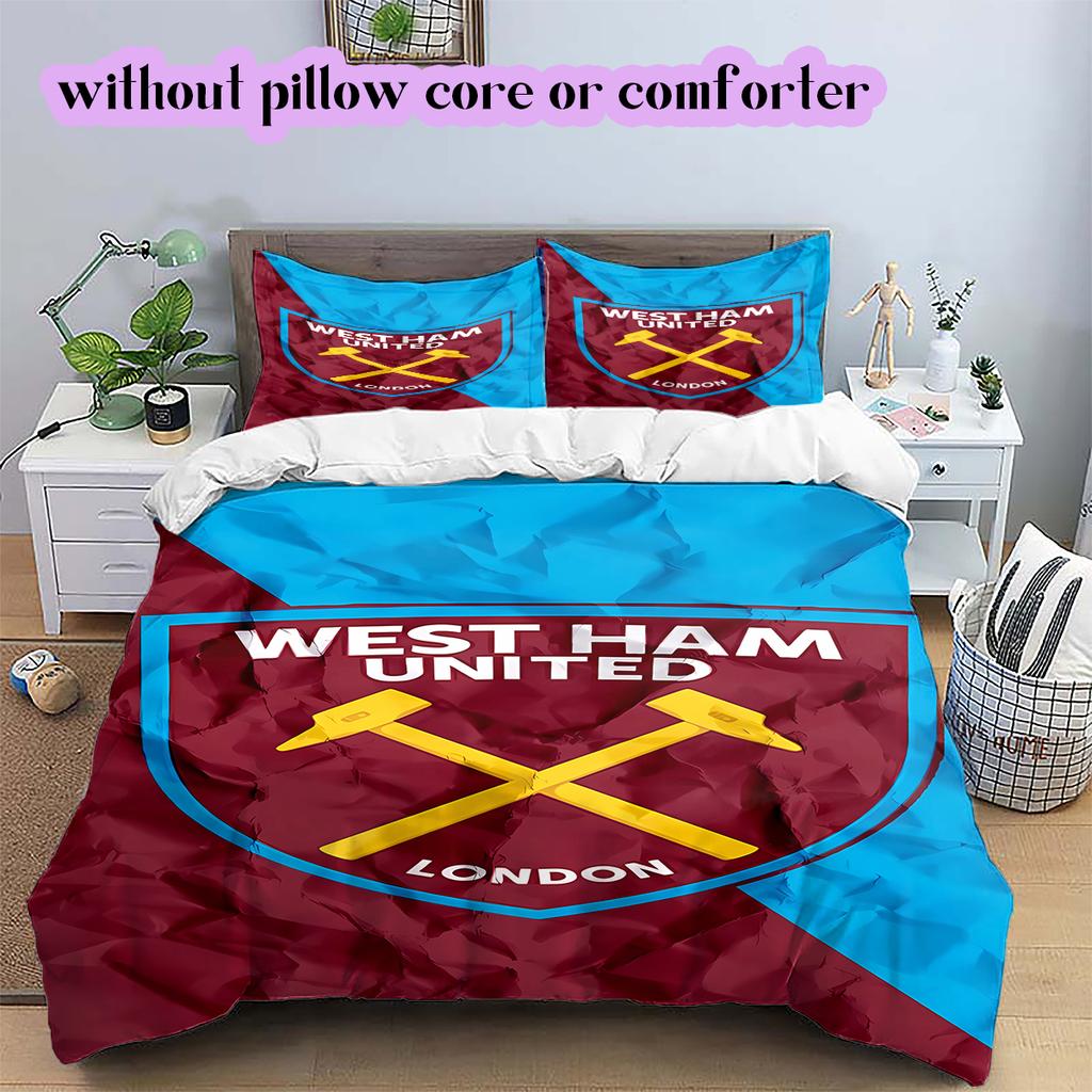 Football Red Blue Pattern Bedding Quilt Set Quilt Cover Pillowcase Home Decoration Birthday Gift (1 * duvet cover + 2 * pillowcase, without core)