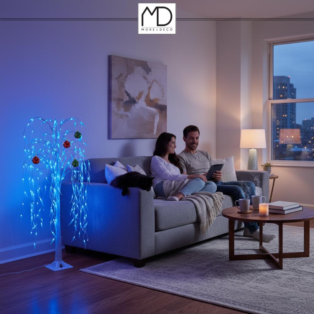 Glowing Willow 240 LED Christmas Tree Decoration 180 Cm Warm Blue Color