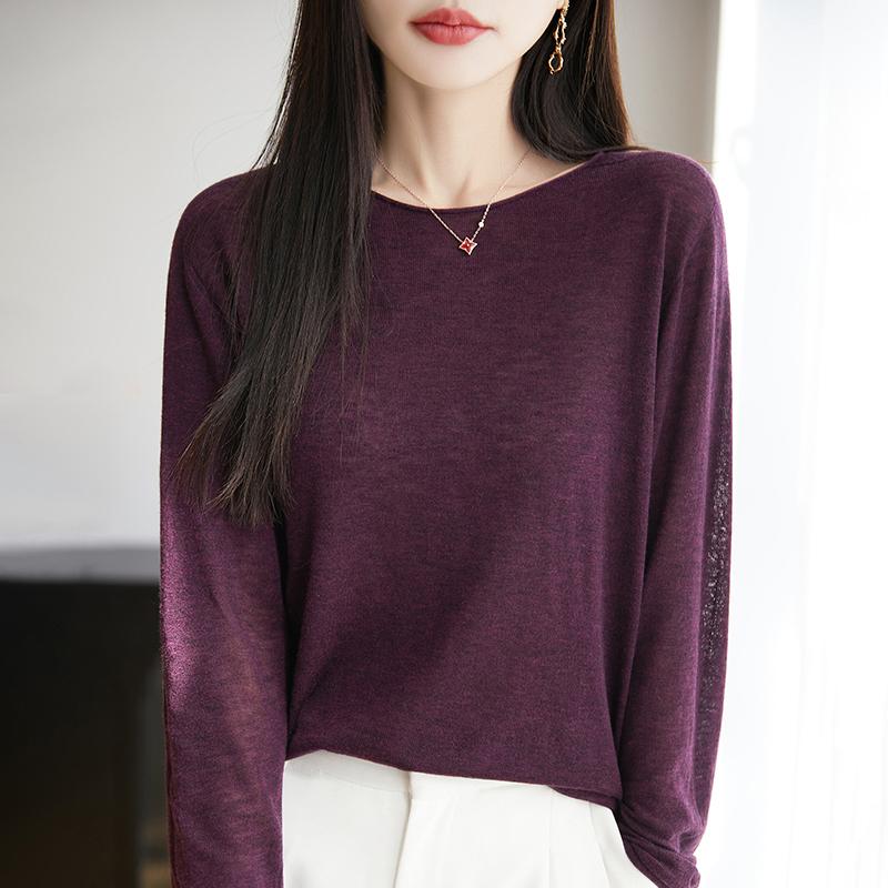 Dámský celoroční svetr z 50% vlny a 50% hedvábí | Lehký teplý pulovr z příze | Luxusní úplet z kašmírového hedvábí