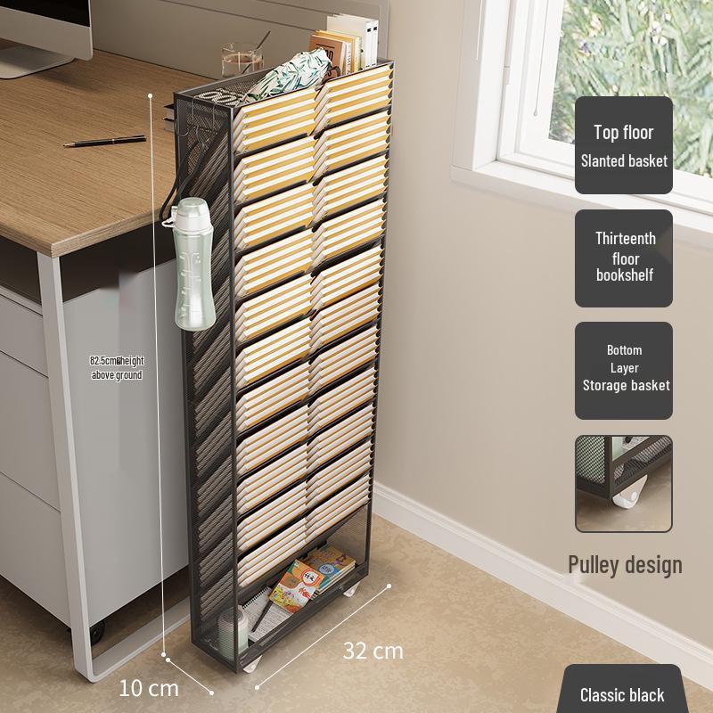 Wrought Iron Movable Edge Bookshelf & Bookend with Children's Side Storage