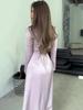 2024 Slim-Fit Sequined Satin Dress: European & American Style, Lace-Up, Long-Sleeved for Spring