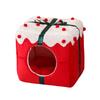 Theme Christmas Pet Cat Dog Bed Puppy Kitten Cozy Sleeping Nest Plush Cave House