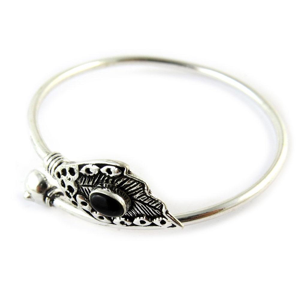 Les Trésors De Lily [N8092] - Black Silver 'Navajos' Designer Bracelet