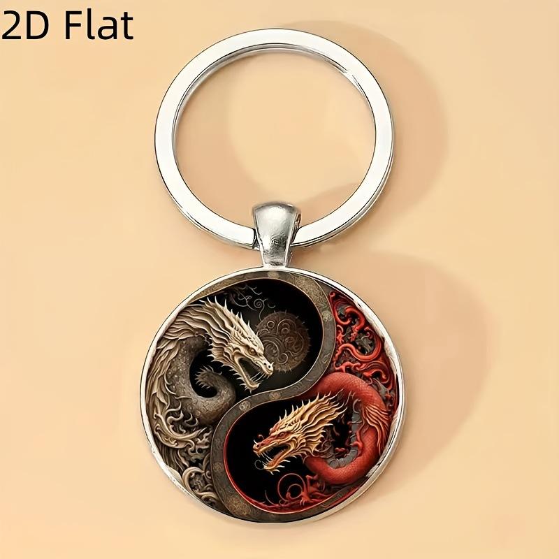 Yin Yang Dragon Keychain Alloy Pendant Black And White Dragon Design Perfect For Bags Backpacks And Unique Gifts