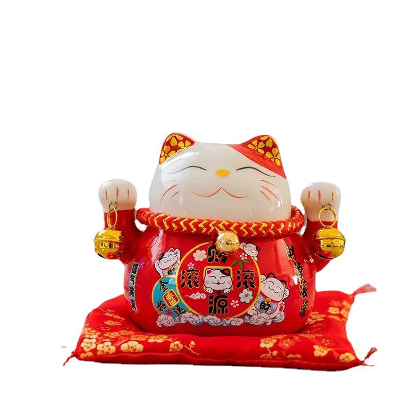 Lucky Cat Ceramic Decor: Creative Japanese Fortune Cat Small Piggy Bank - Ideal Gift for Store Openings